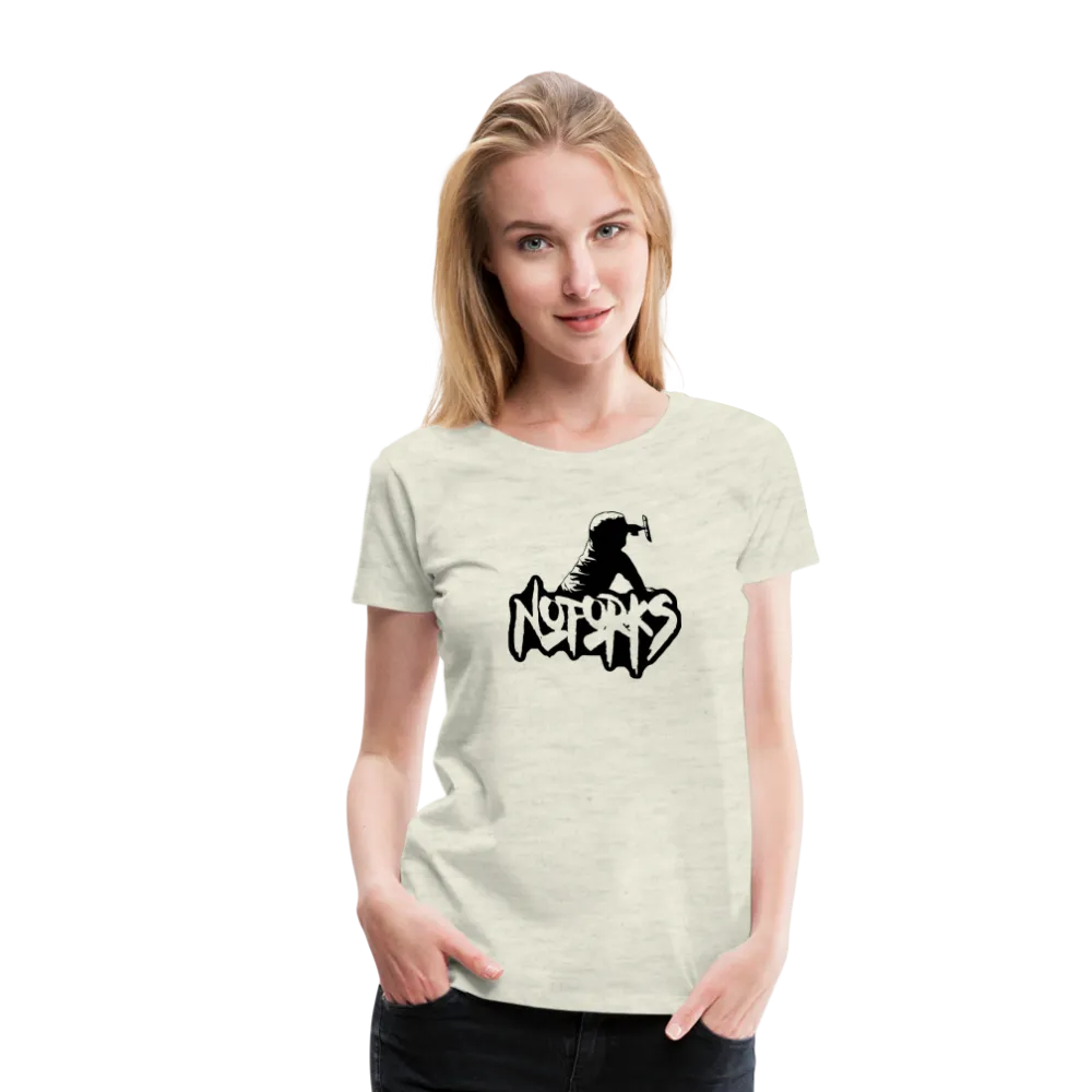 Loud & Clear – No Forks Women’s Premium Tee (Black Logo Edition)
