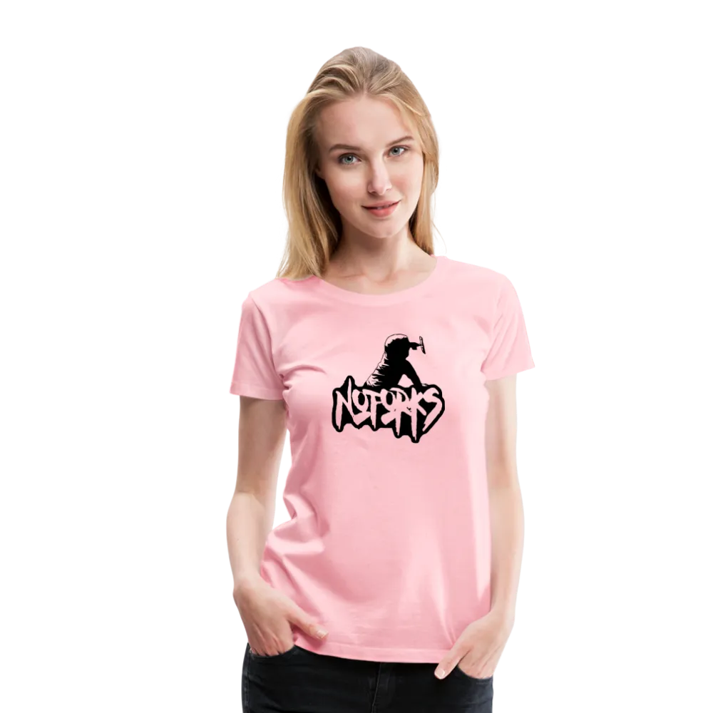 Loud & Clear – No Forks Women’s Premium Tee (Black Logo Edition)