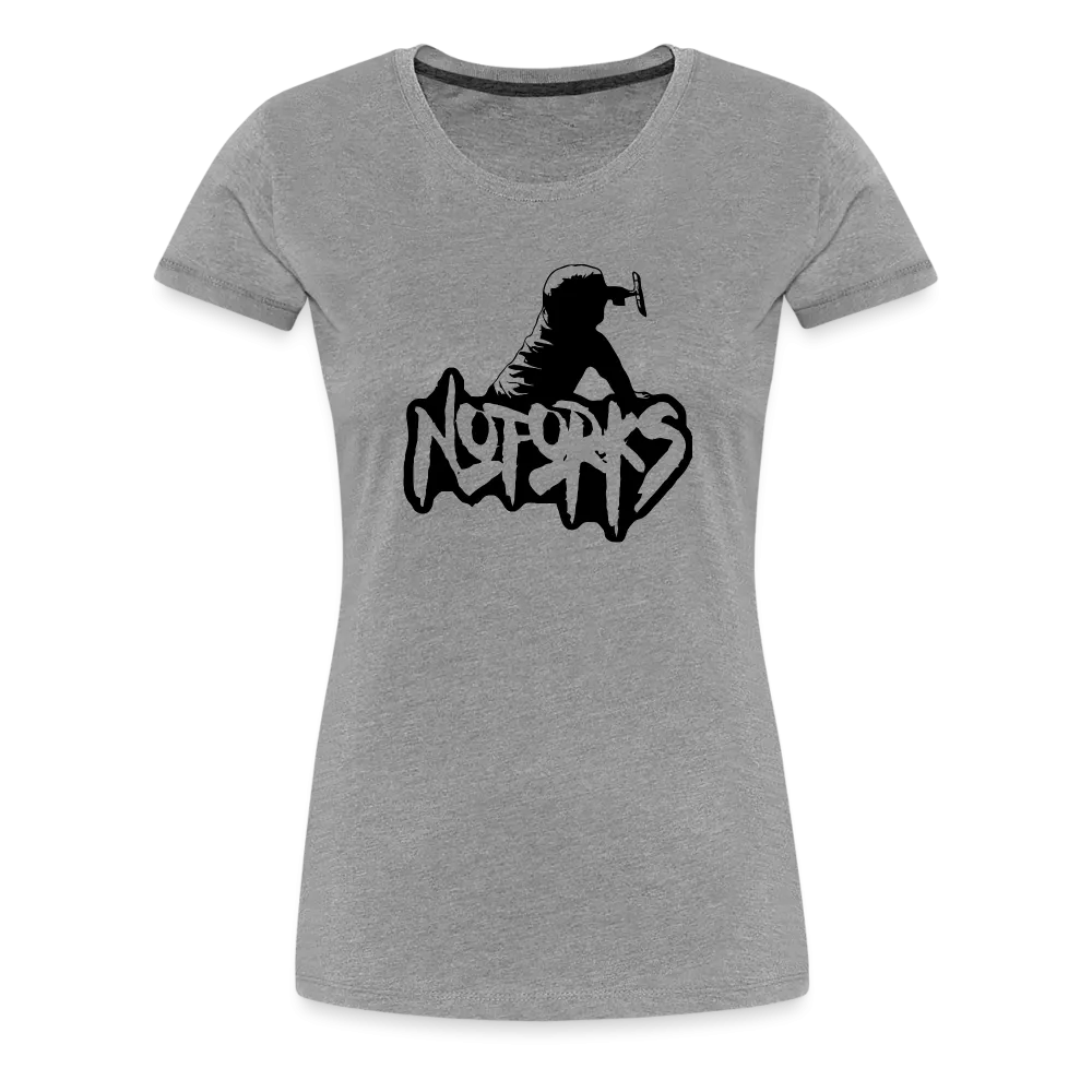 Loud & Clear – No Forks Women’s Premium Tee (Black Logo Edition)