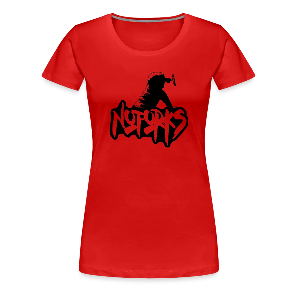 Loud & Clear – No Forks Women’s Premium Tee (Black Logo Edition)