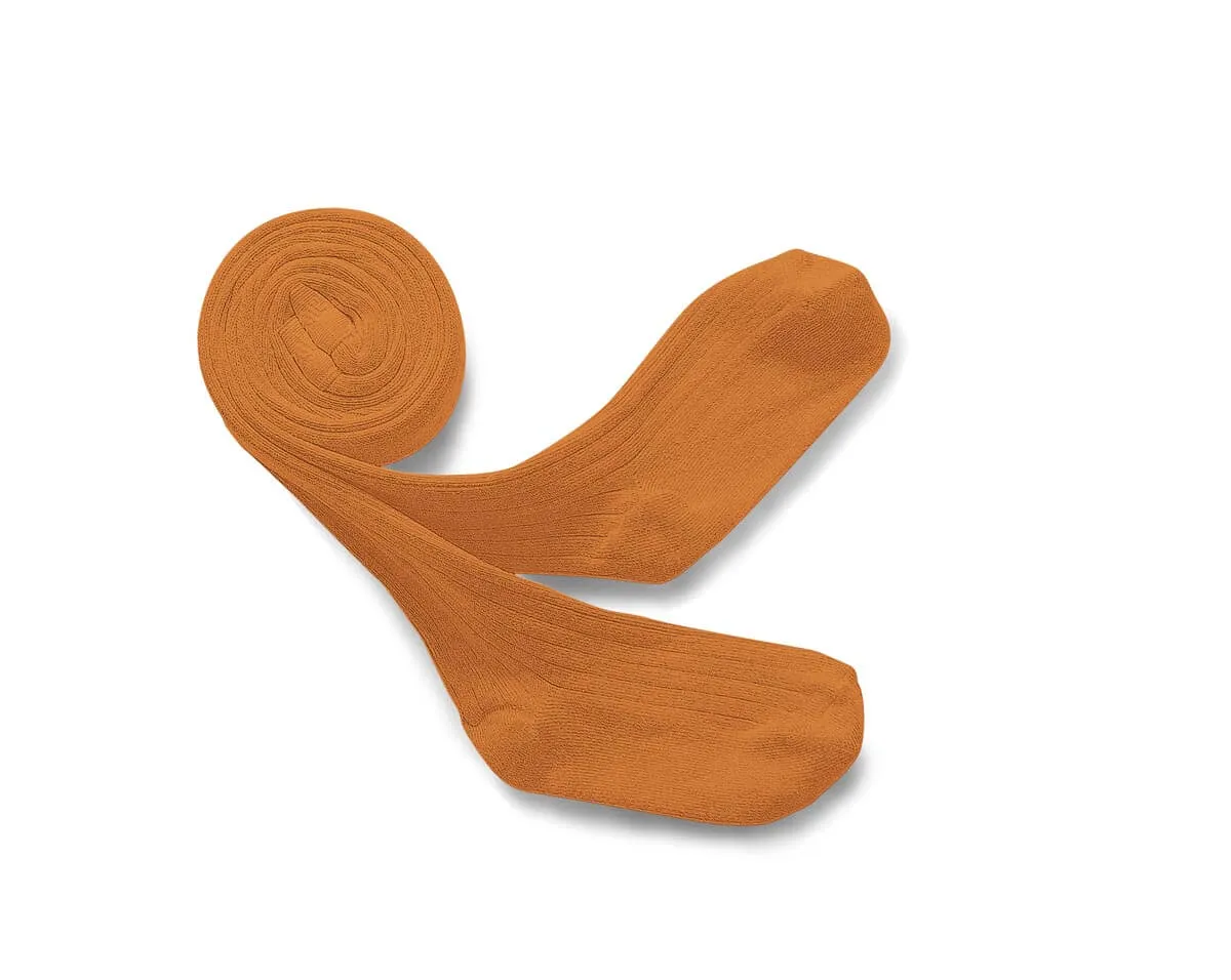Louise - Terracotta Ribbed Tights