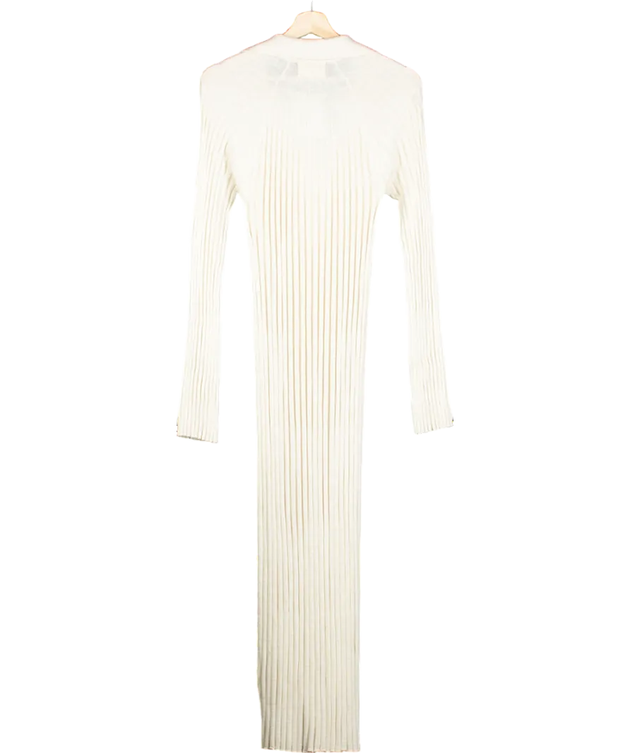LouLou Studio Cream Kale Ribbed Silk Cotton Blend Midi Dress UK XS