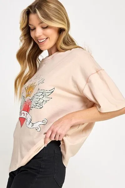 Love-Inpired Graphic Oversized T-Shirt