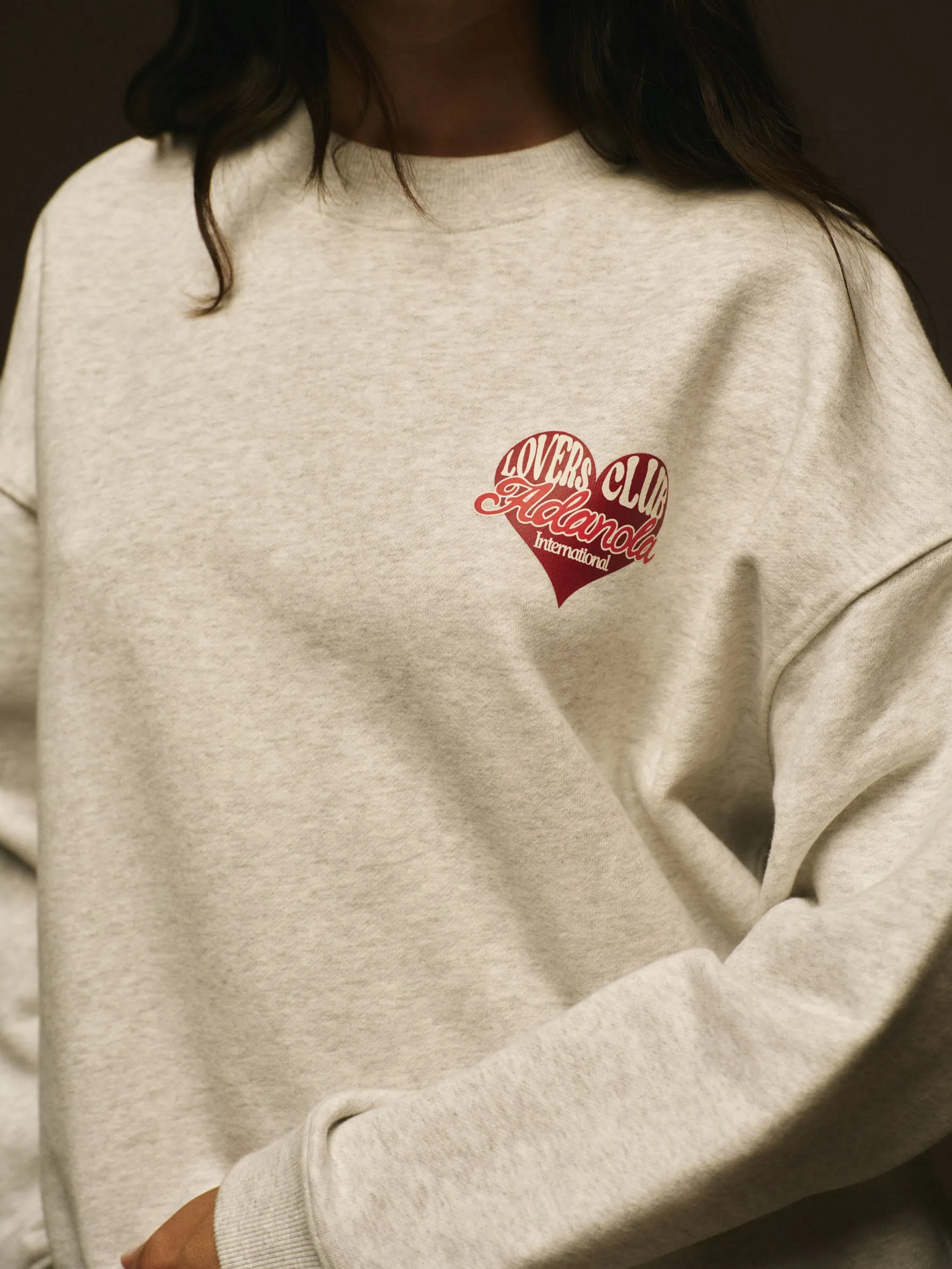Lovers Club Oversized Sweatshirt - Light Grey Melange
