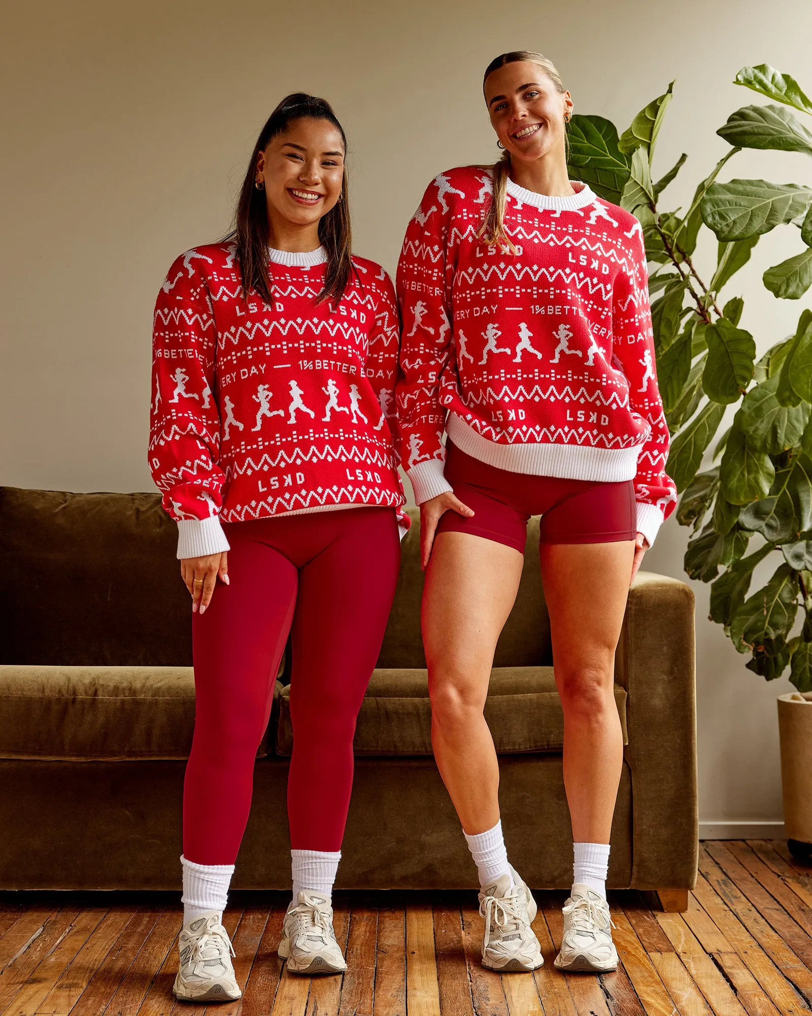 LSKD Christmas Knit Sweater - Cherry Red-Ivory