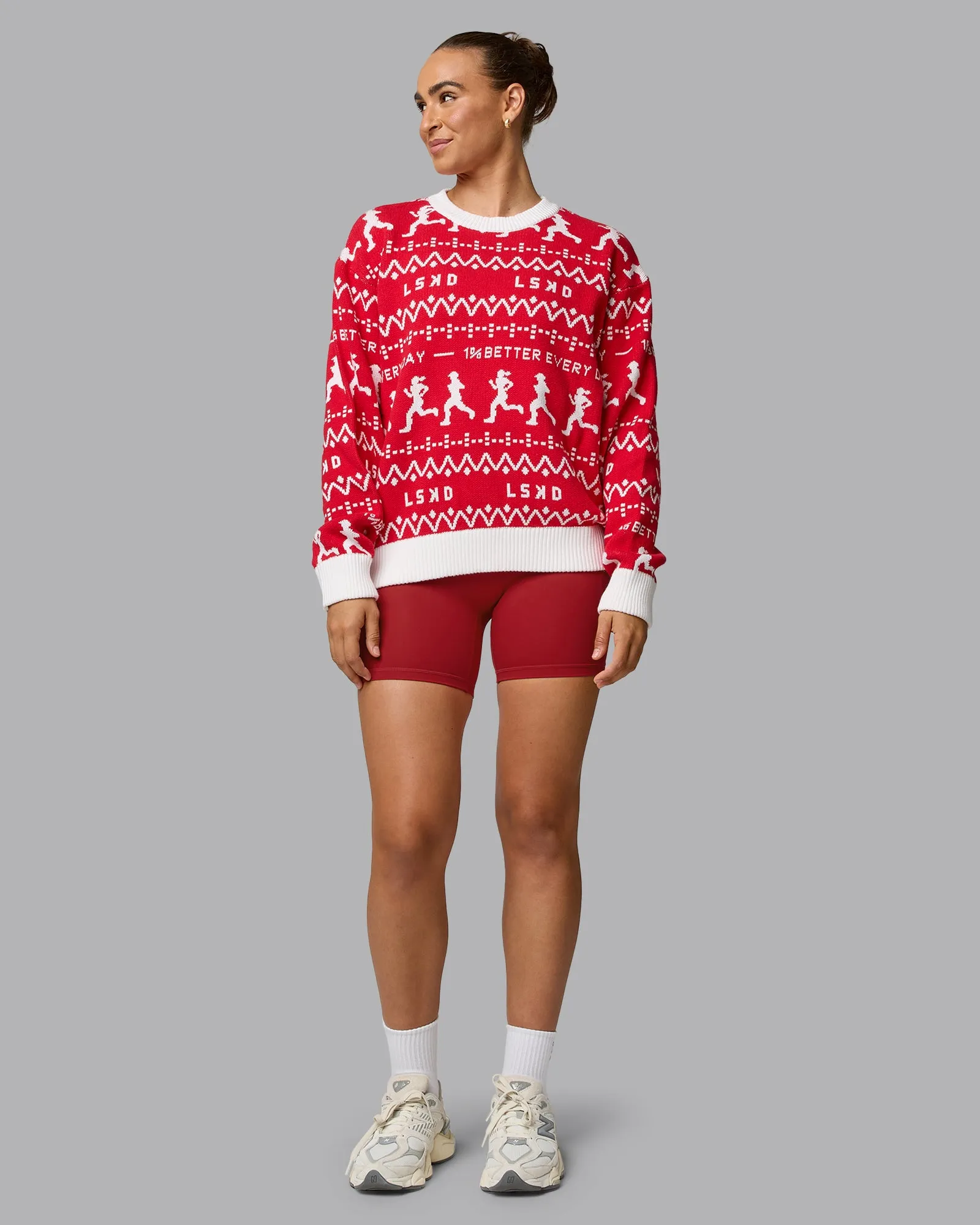 LSKD Christmas Knit Sweater - Cherry Red-Ivory