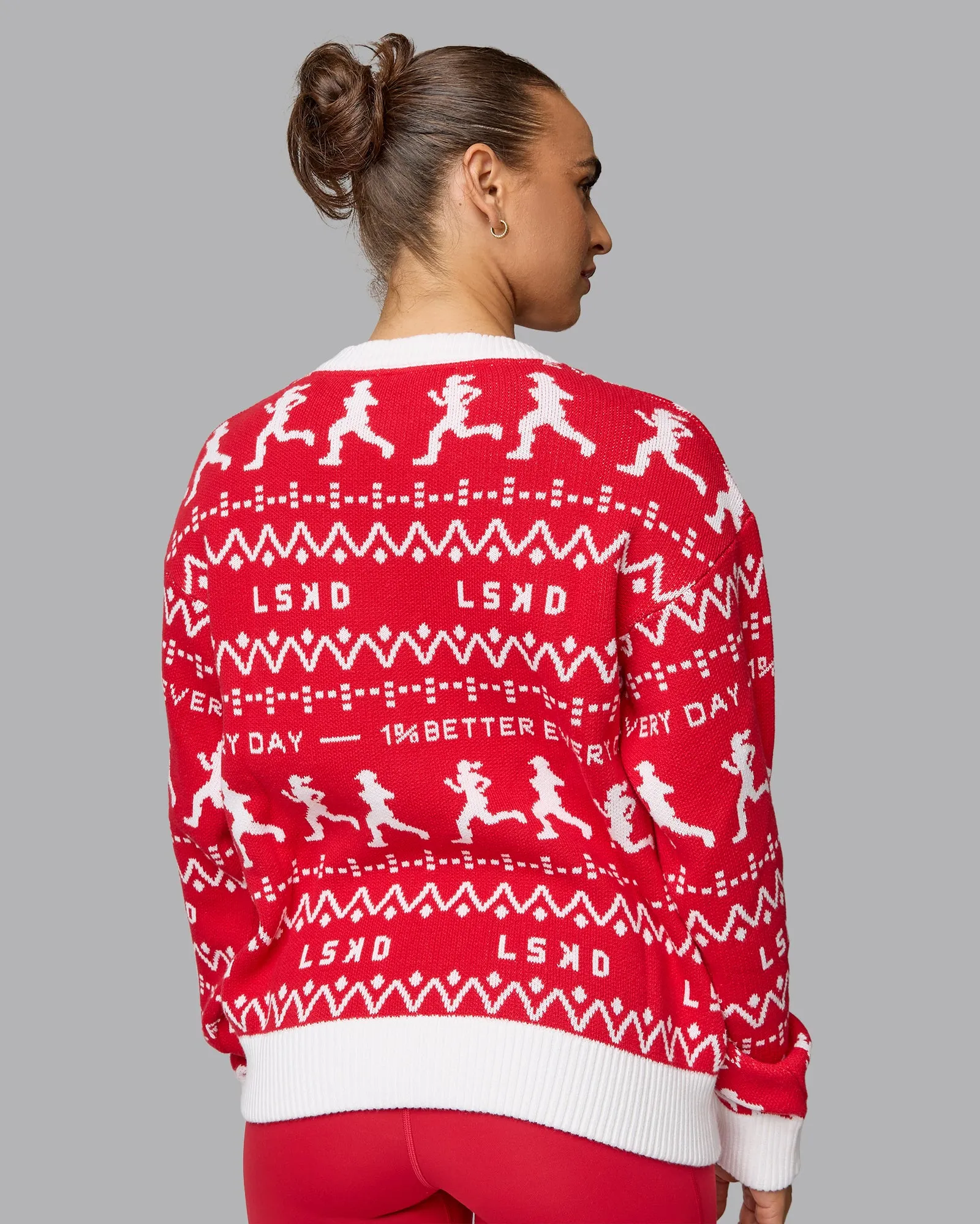 LSKD Christmas Knit Sweater - Cherry Red-Ivory