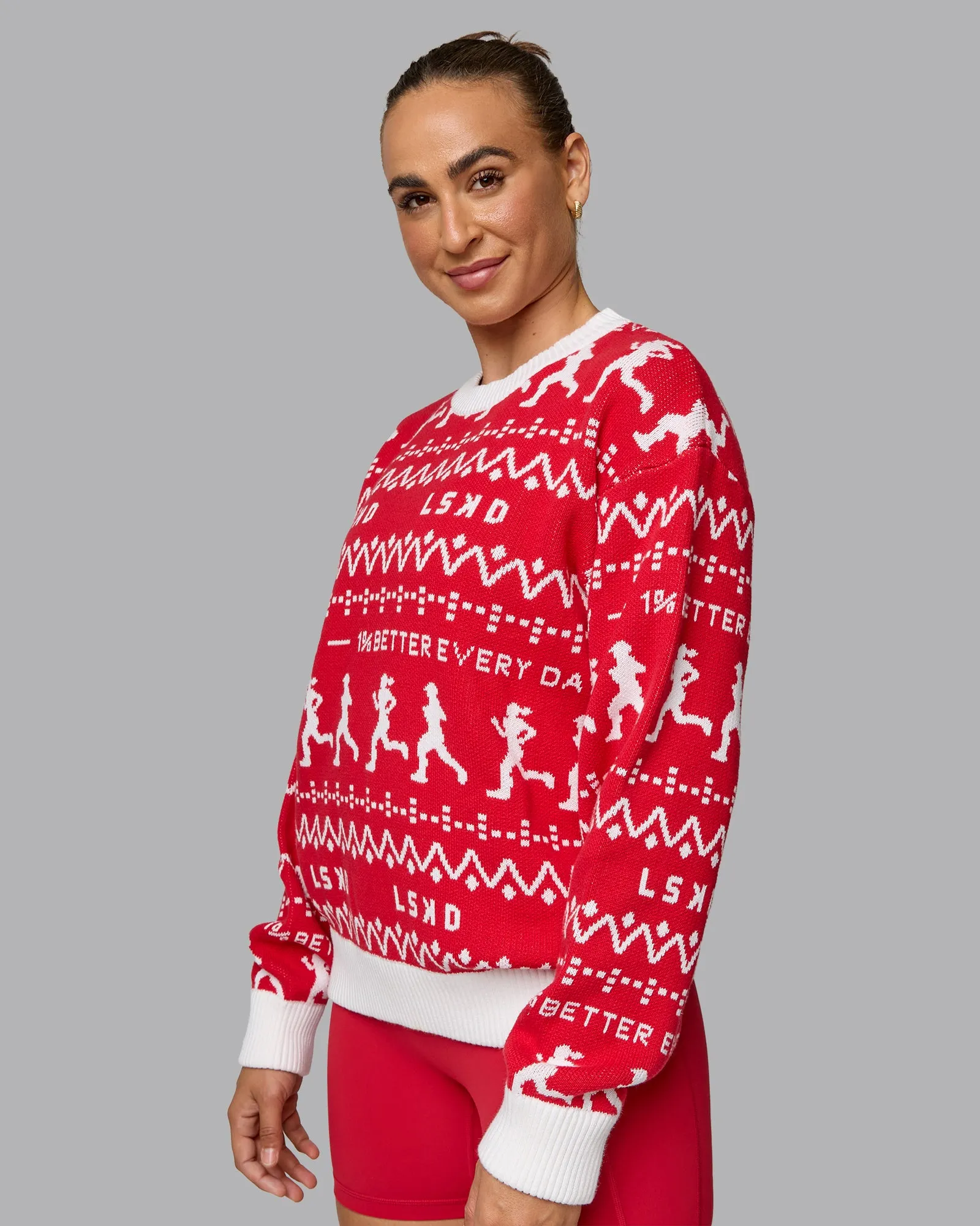 LSKD Christmas Knit Sweater - Cherry Red-Ivory