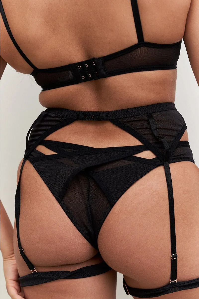 Lunalae Intimates Emily Mesh Cut Out Low Waist Bottoms - Recycled Black