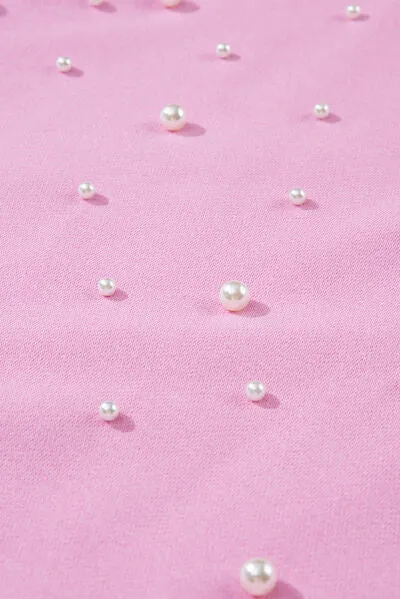LuxePearl Ribbed Round Neck Sweatshirt
