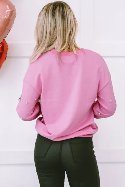 LuxePearl Ribbed Round Neck Sweatshirt