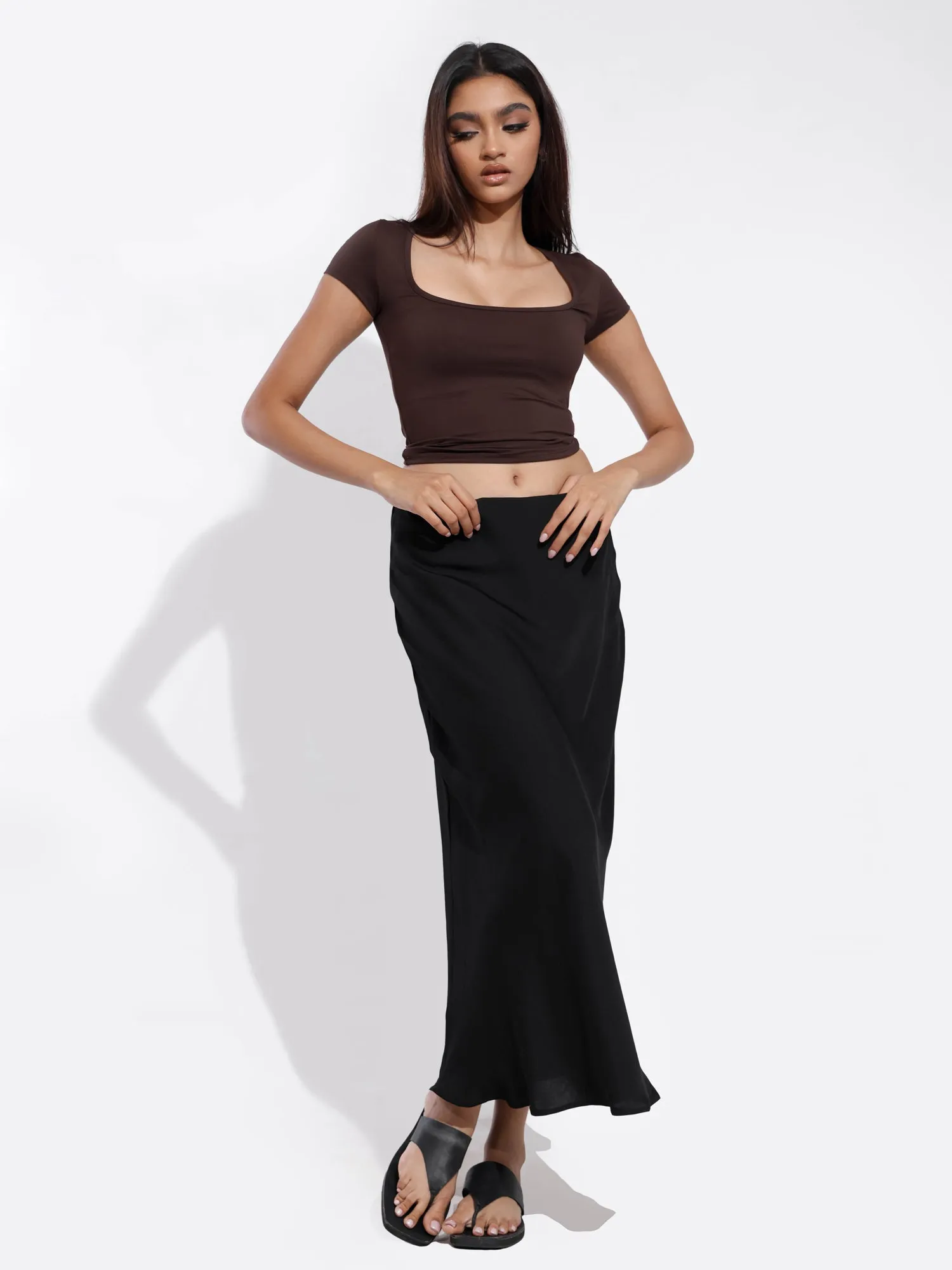 Maddy Square Neck Short Sleeved Fitted T Shirt