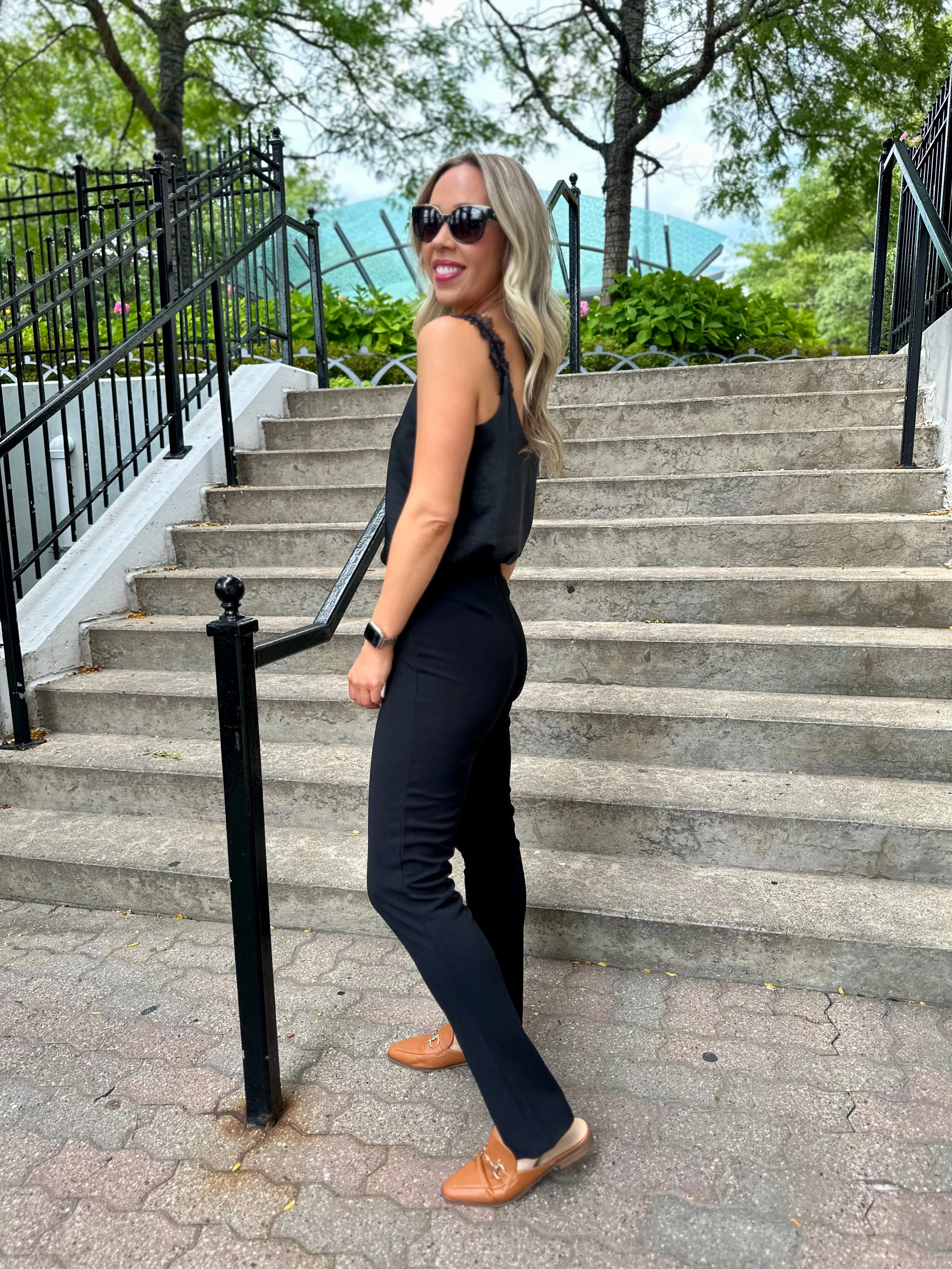 Made You Look Lace Tank - Black