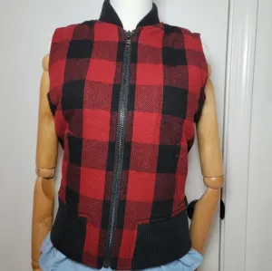 Madewell Fireside Sherpa-Lined Wool Vest Buffalo Plaid Size XS