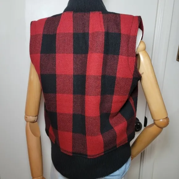 Madewell Fireside Sherpa-Lined Wool Vest Buffalo Plaid Size XS