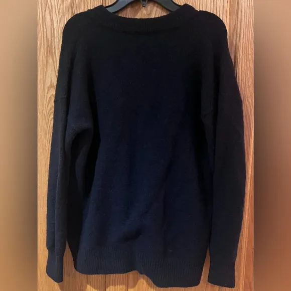 Madewell Heather Midnight Bartlett V-Neck Pullover Sweater in Coziest Yarn Small