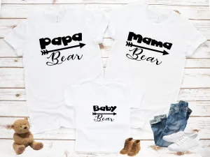 Mama Bear Womens Tee, Papa Bear Mens Tee & Baby Bear Infant/Toddler Tee Family Matching Shirt Set Womens Tee, Mens Tee, Toddler Tee