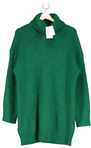 MANGO Green Ribbed Turtle Neck sweater Dress UK S