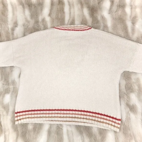 MARINE LAYER Alpaca Wool Mohair Oversized Adalyn Stripe Trim VNeck Sweater Large