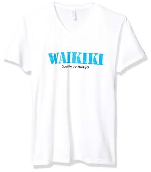 Marky G Apparel Men's Beach Please Graphic Printed Premium Tops Fitted Sueded Short Sleeve V-Neck T-Shirt
