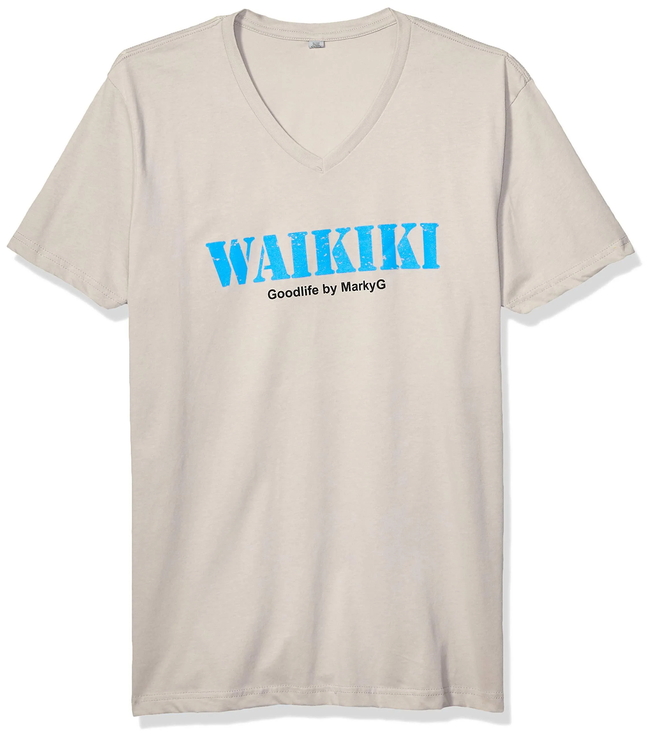 Marky G Apparel Men's Honolulu Graphic Printed Premium Tops Fitted Sueded Short Sleeve V-Neck T-Shirt