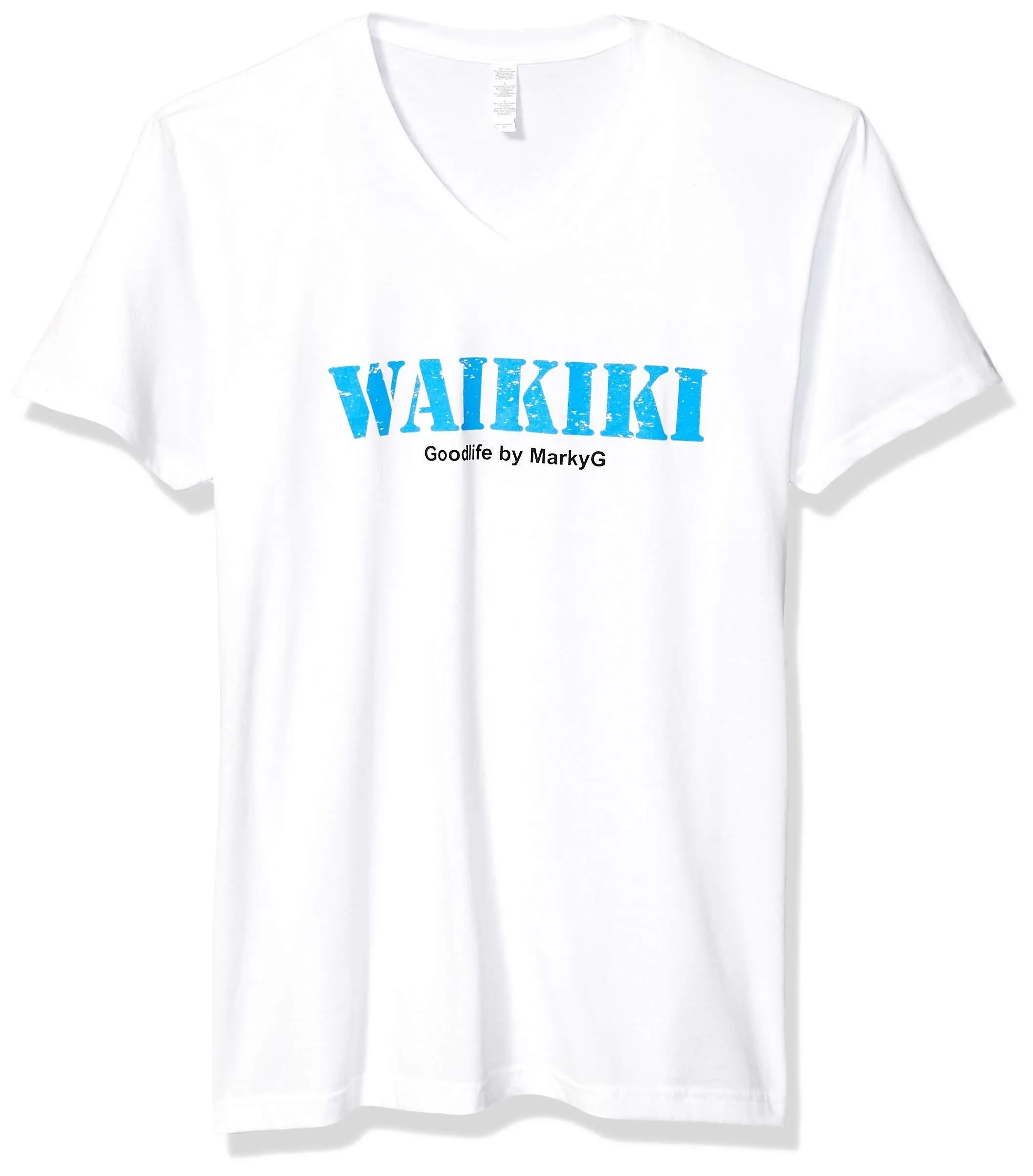 Marky G Apparel Men's Honolulu Graphic Printed Premium Tops Fitted Sueded Short Sleeve V-Neck T-Shirt