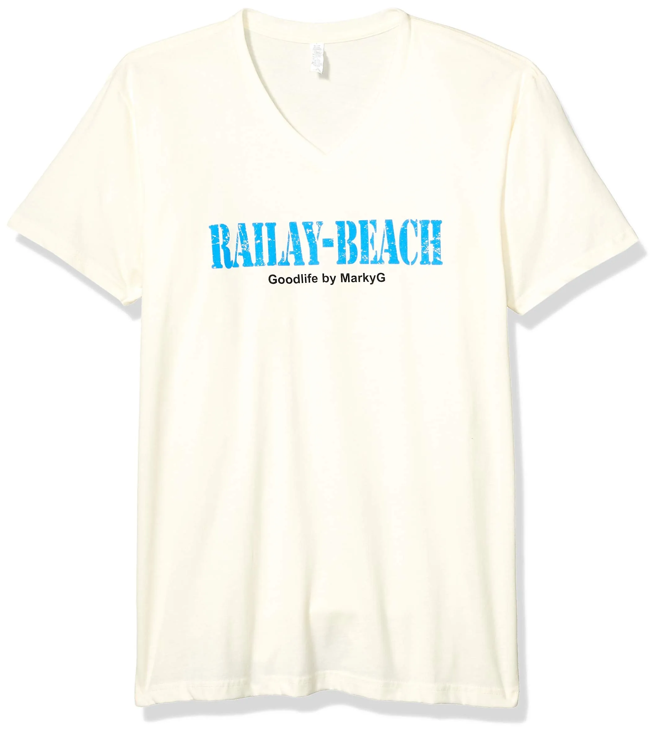 Marky G Apparel Men's Palm Beach Graphic Printed Premium Tops Fitted Sueded Short Sleeve V-Neck T-Shirt