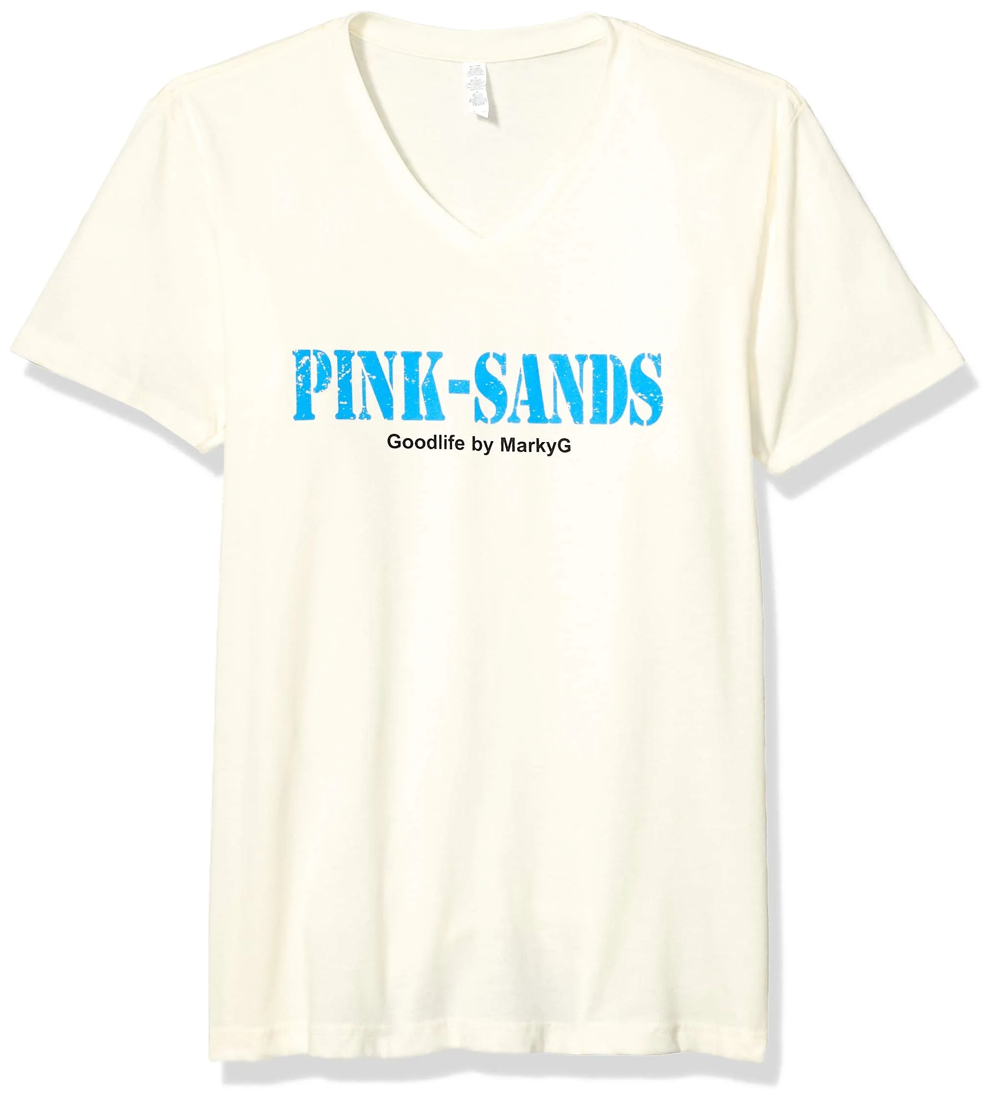 Marky G Apparel Men's Pink Sands GraphicPrinted  Premium Tops Fitted Sueded Short Sleeve V-Neck T-Shirt