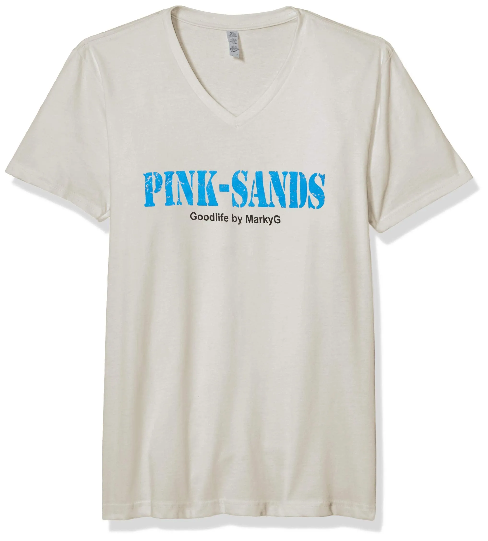 Marky G Apparel Men's Pink Sands GraphicPrinted  Premium Tops Fitted Sueded Short Sleeve V-Neck T-Shirt