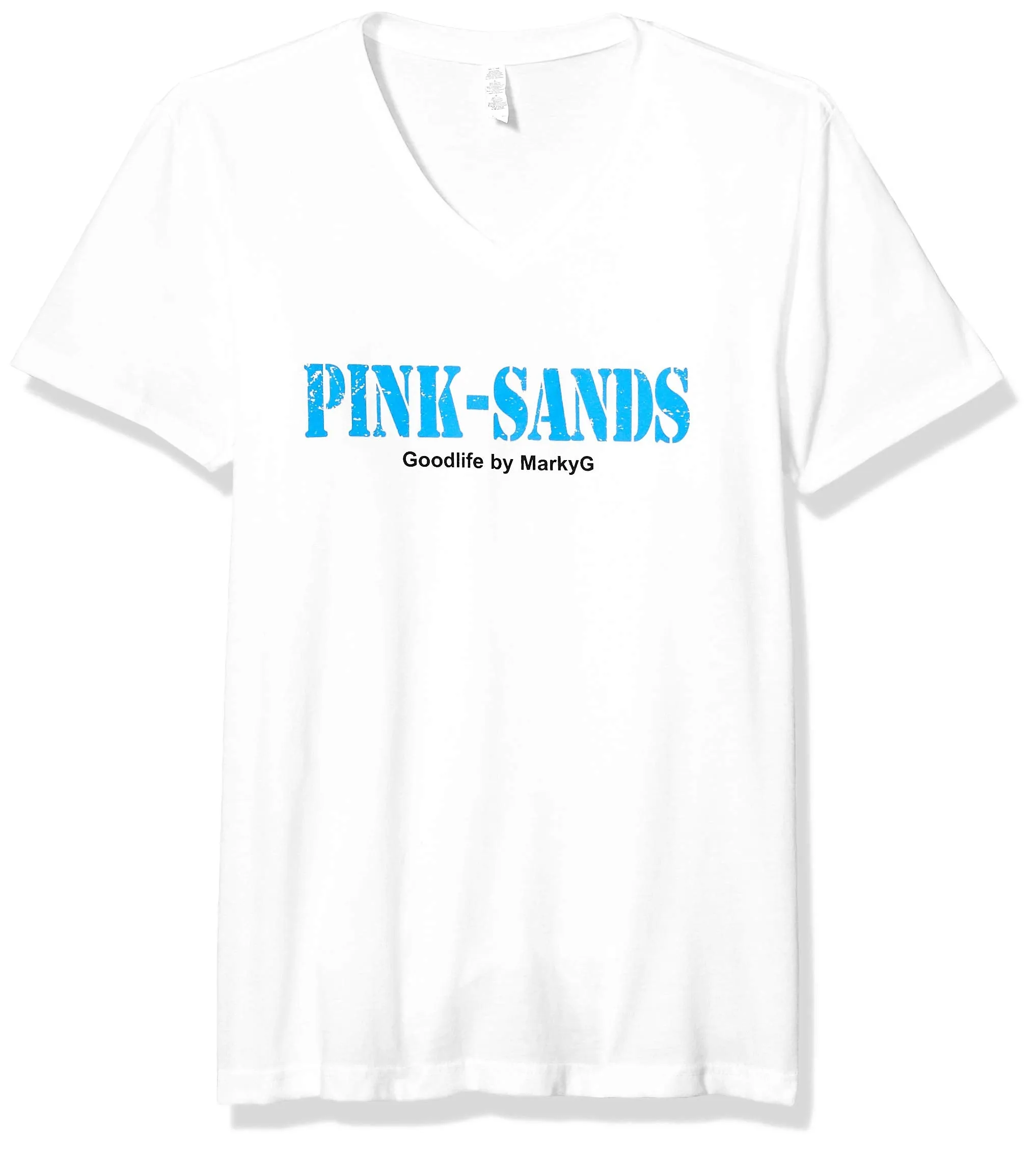 Marky G Apparel Men's Pink Sands GraphicPrinted  Premium Tops Fitted Sueded Short Sleeve V-Neck T-Shirt