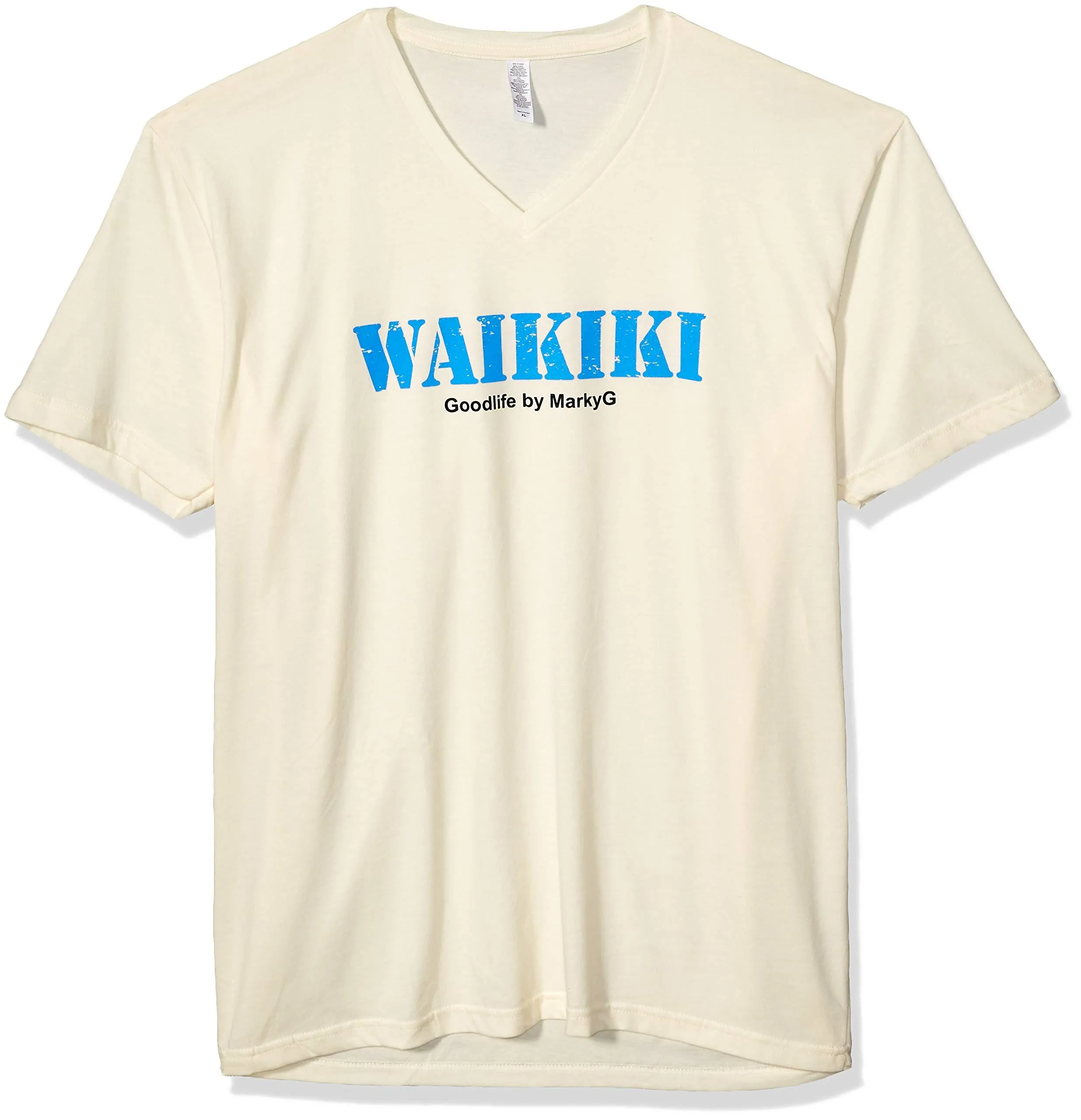 Marky G Apparel Men's Playa Del Carmen Graphic Printed Premium Tops Fitted Sueded Short Sleeve V-Neck T-Shirt