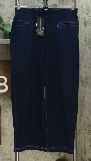 MarlaWynne Knit Denim Straight Leg Cropped Pants Indigo 8