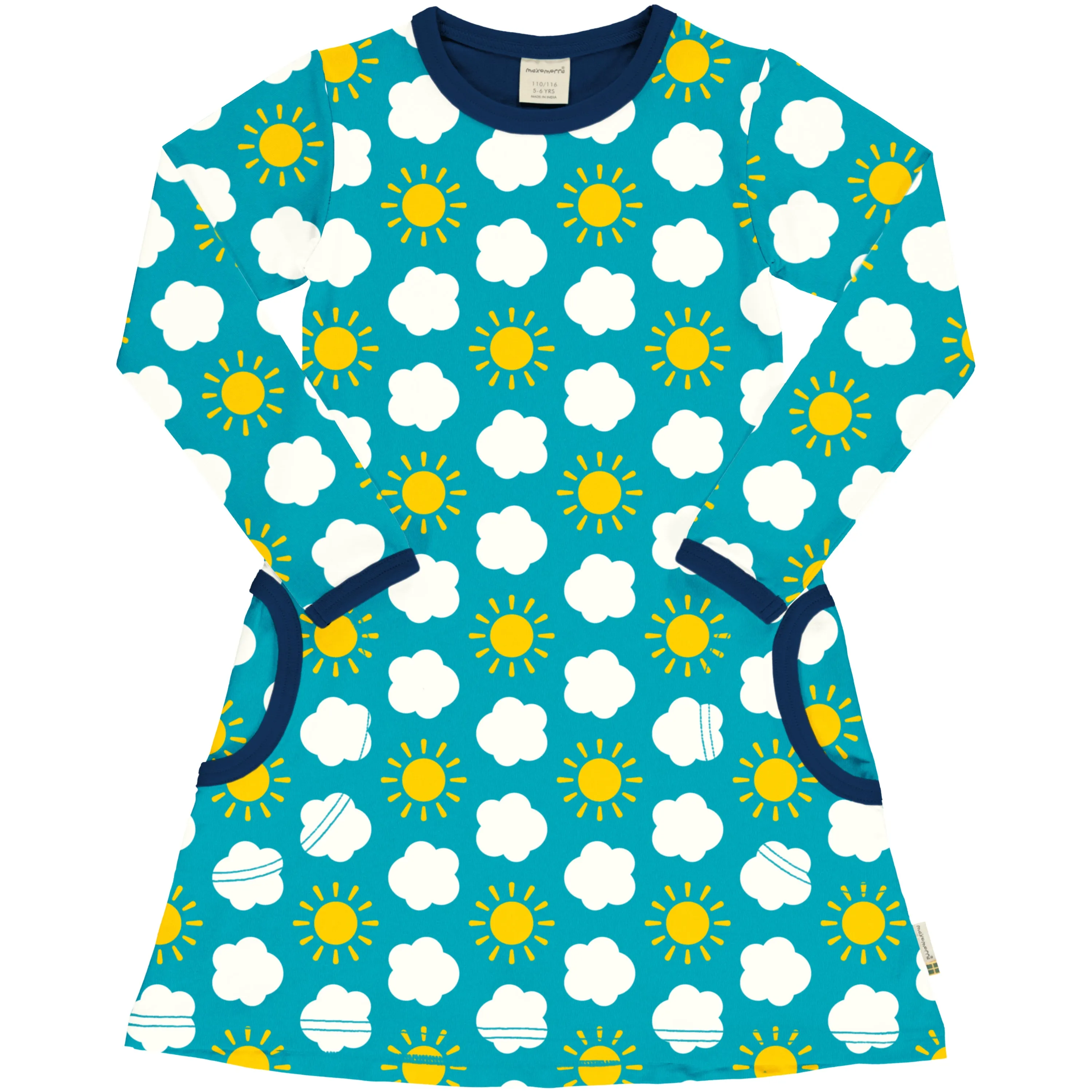 Maxomorra Long Sleeve Dress - Classic Sky
