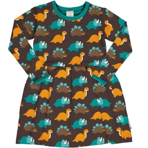 Maxomorra Long Sleeve Spin Dress - Dinosaurs