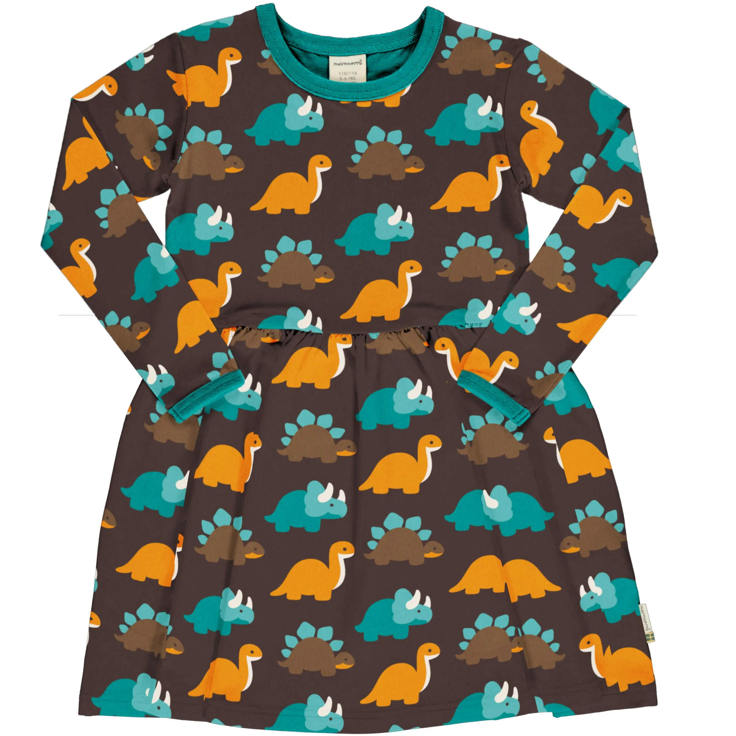 Maxomorra Long Sleeve Spin Dress - Dinosaurs