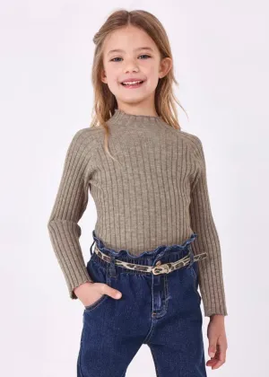 Mayoral Girls Mock Neck Rib Knit Jumper