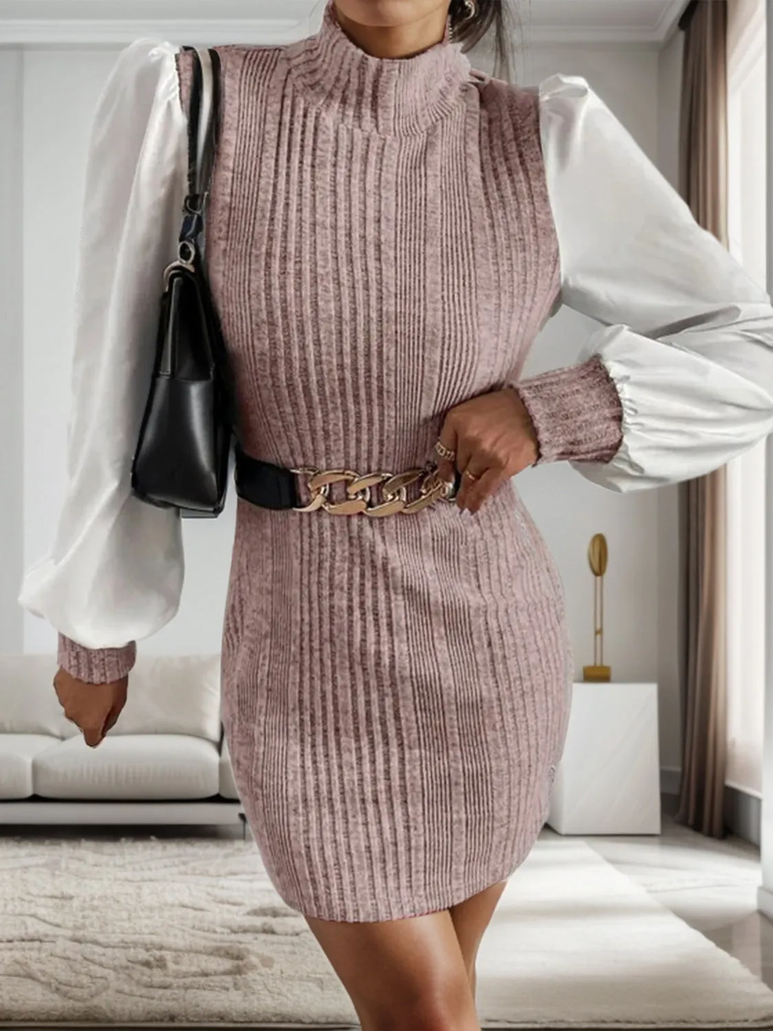 Mayra® | Stylish fall ribbed sweater dress for women