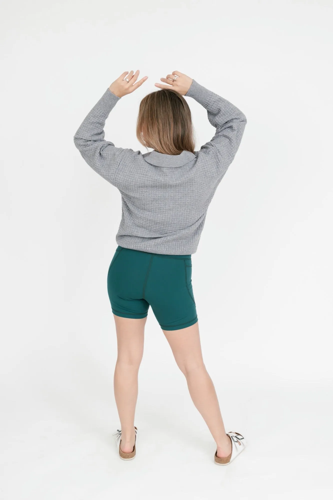 Megan Waffle Sweater in Mid Grey