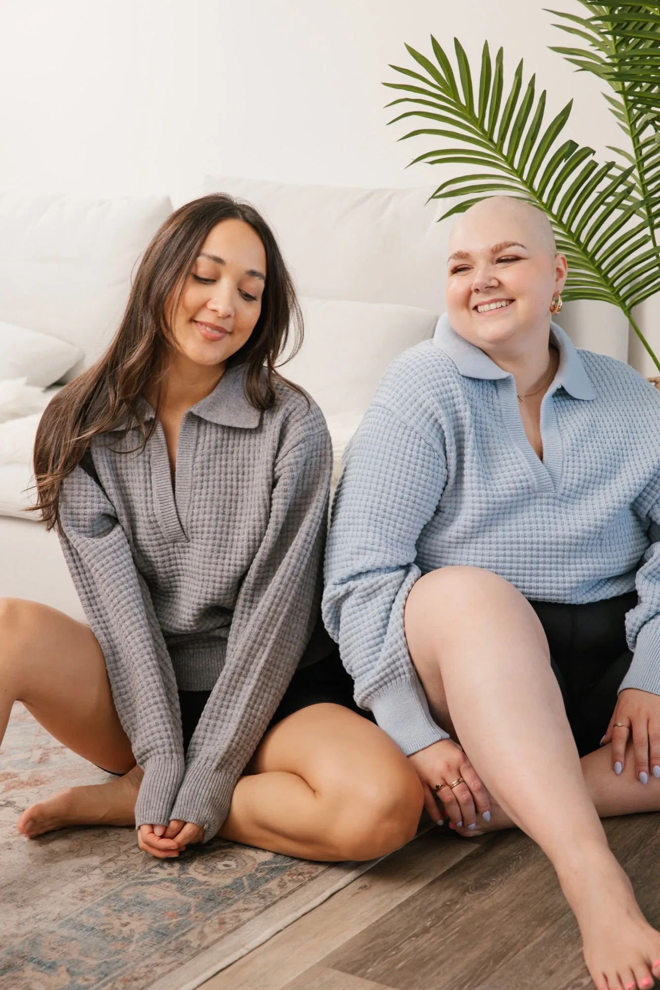 Megan Waffle Sweater in Mid Grey