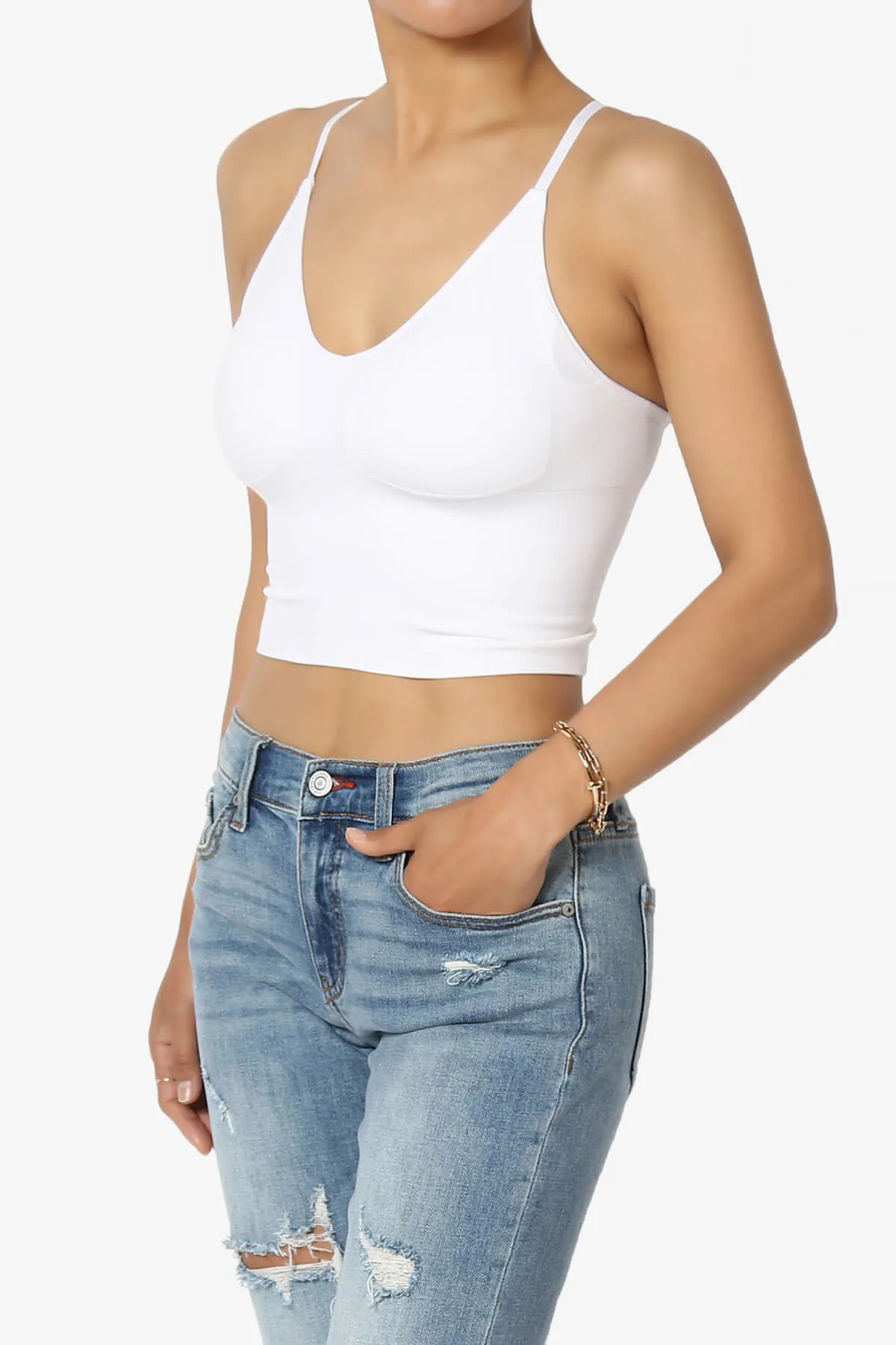 Melena Cross Back Triangle V-Neck Crop Cami
