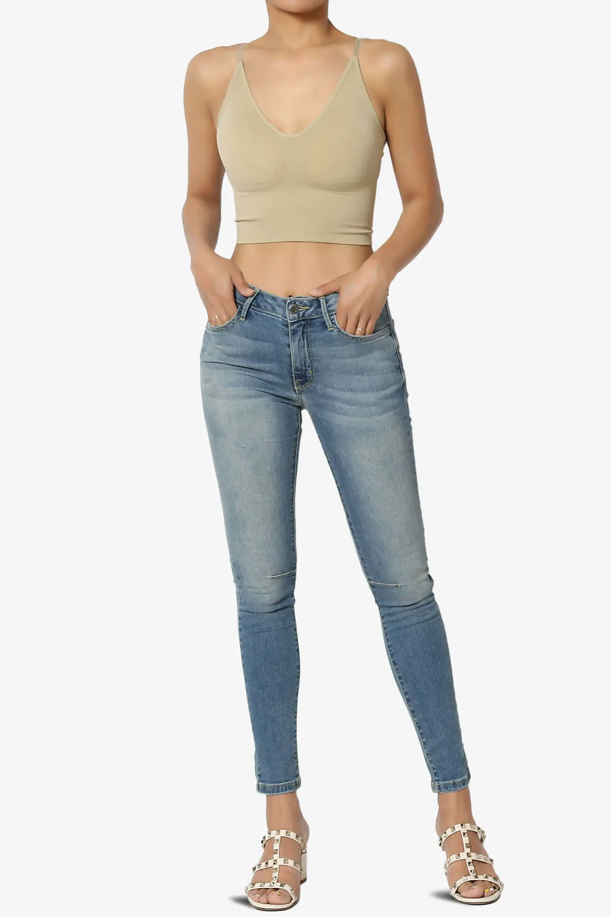Melena Cross Back Triangle V-Neck Crop Cami