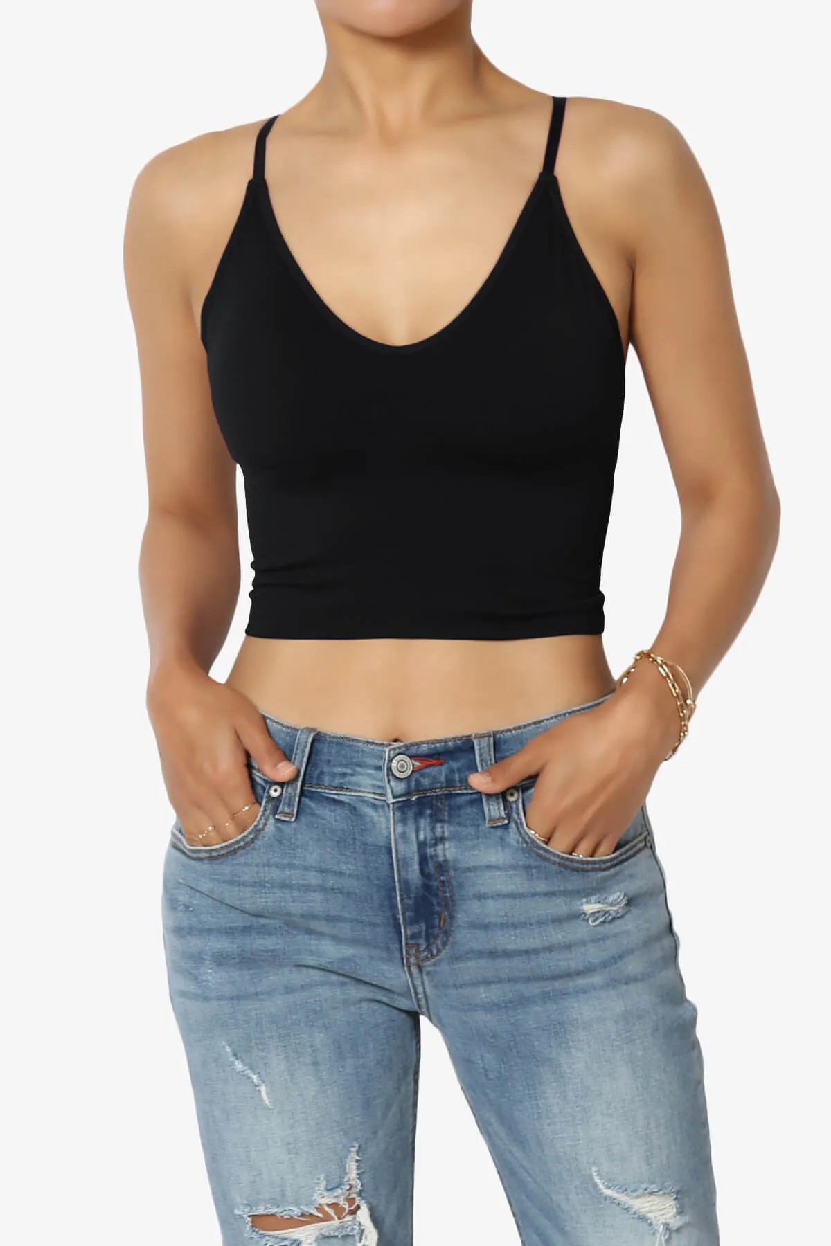 Melena Cross Back Triangle V-Neck Crop Cami
