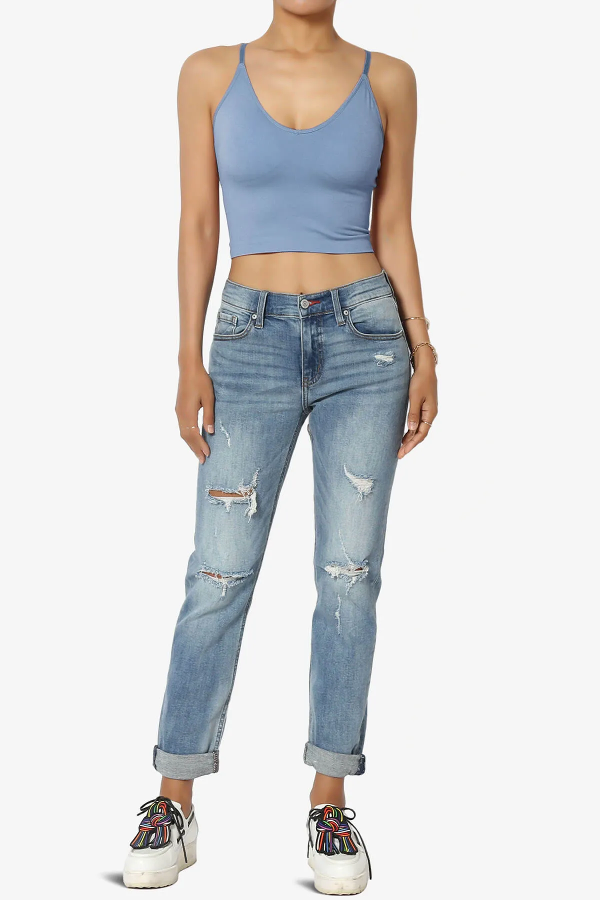 Melena Cross Back Triangle V-Neck Crop Cami