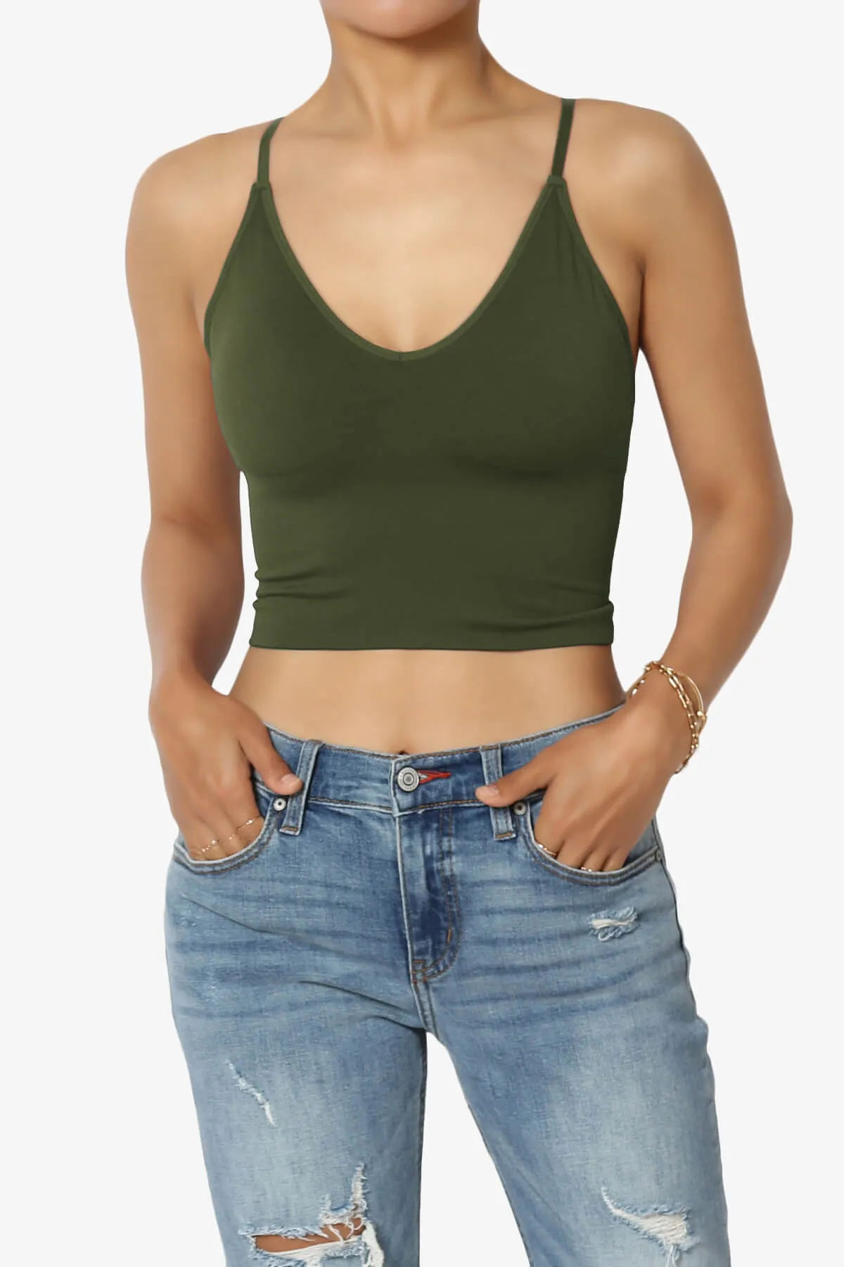 Melena Cross Back Triangle V-Neck Crop Cami