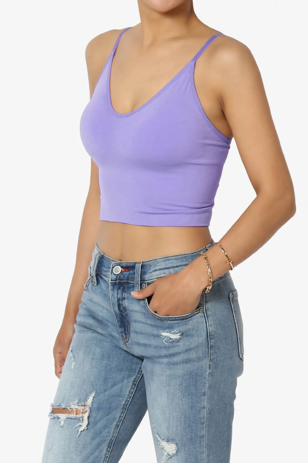 Melena Cross Back Triangle V-Neck Crop Cami