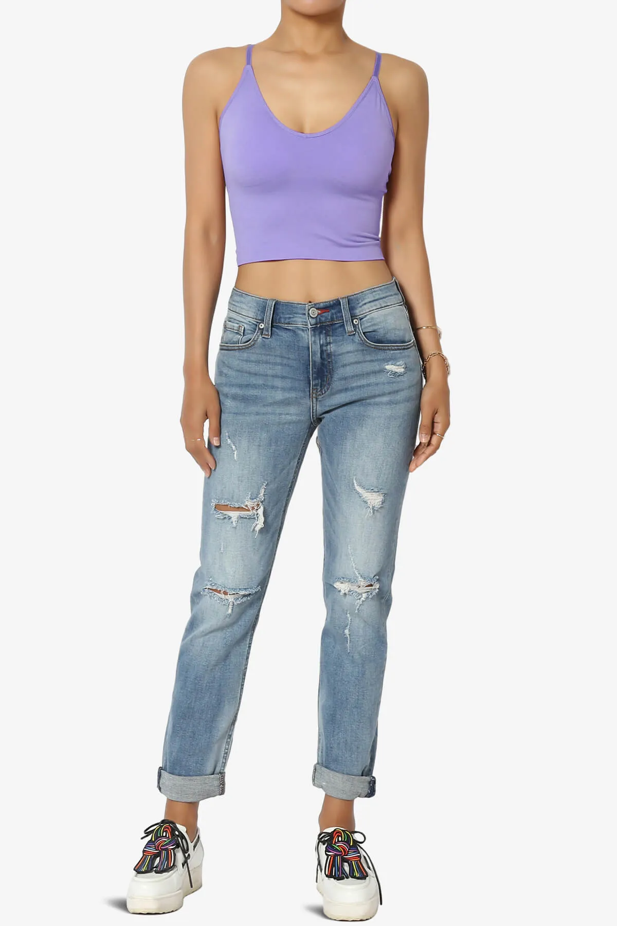 Melena Cross Back Triangle V-Neck Crop Cami