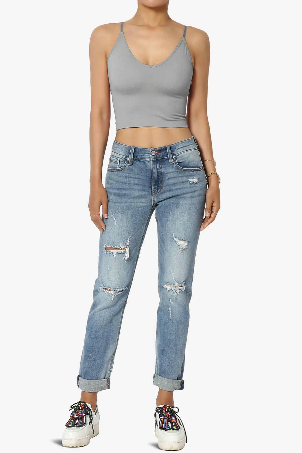 Melena Cross Back Triangle V-Neck Crop Cami