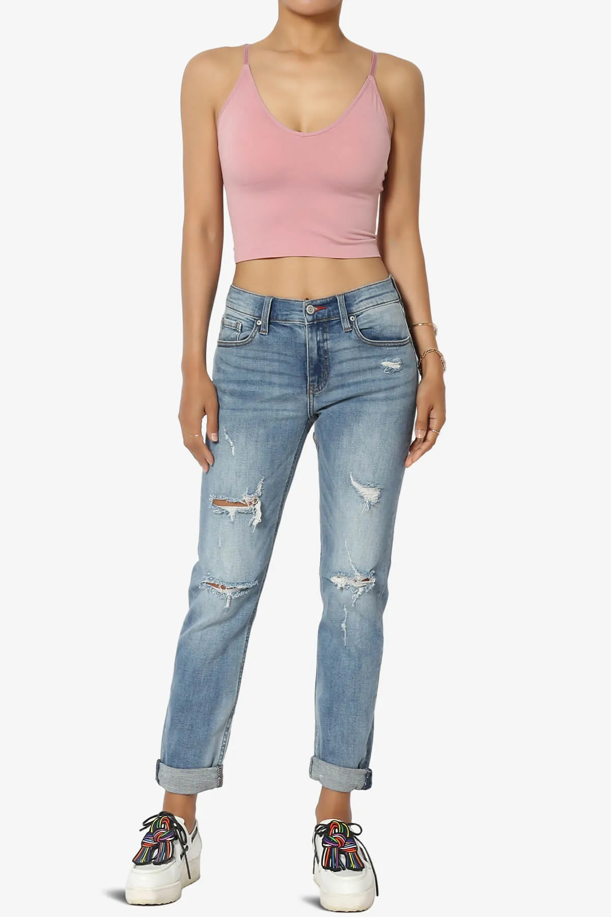 Melena Cross Back Triangle V-Neck Crop Cami