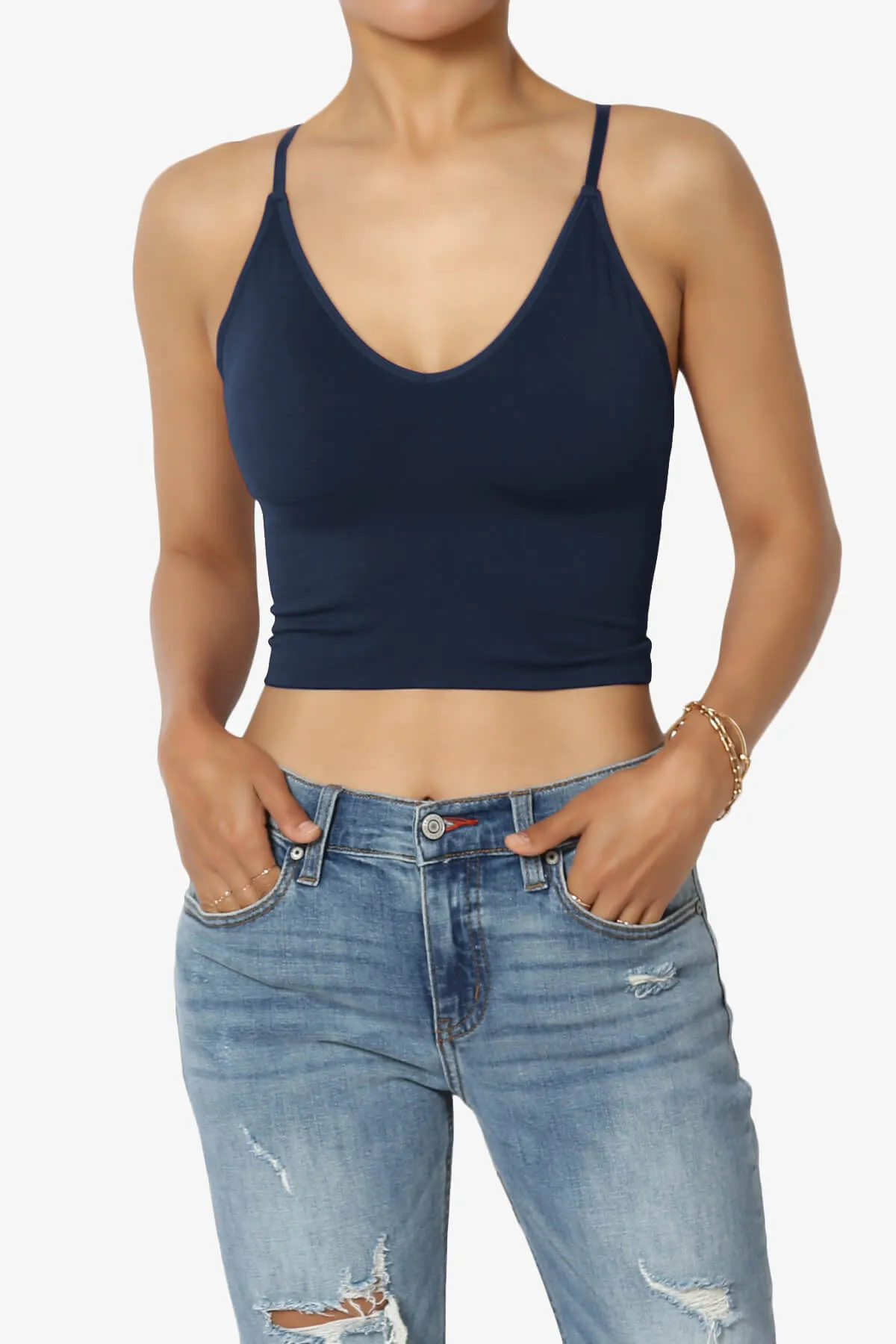 Melena Cross Back Triangle V-Neck Crop Cami