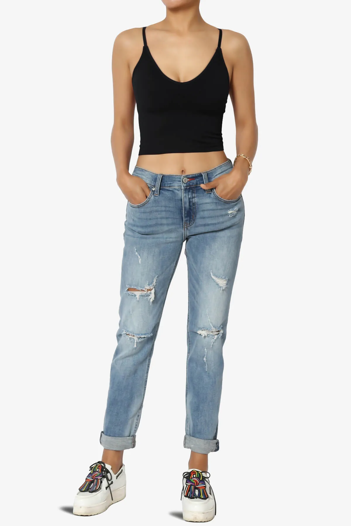 Melena Cross Back Triangle V-Neck Crop Cami